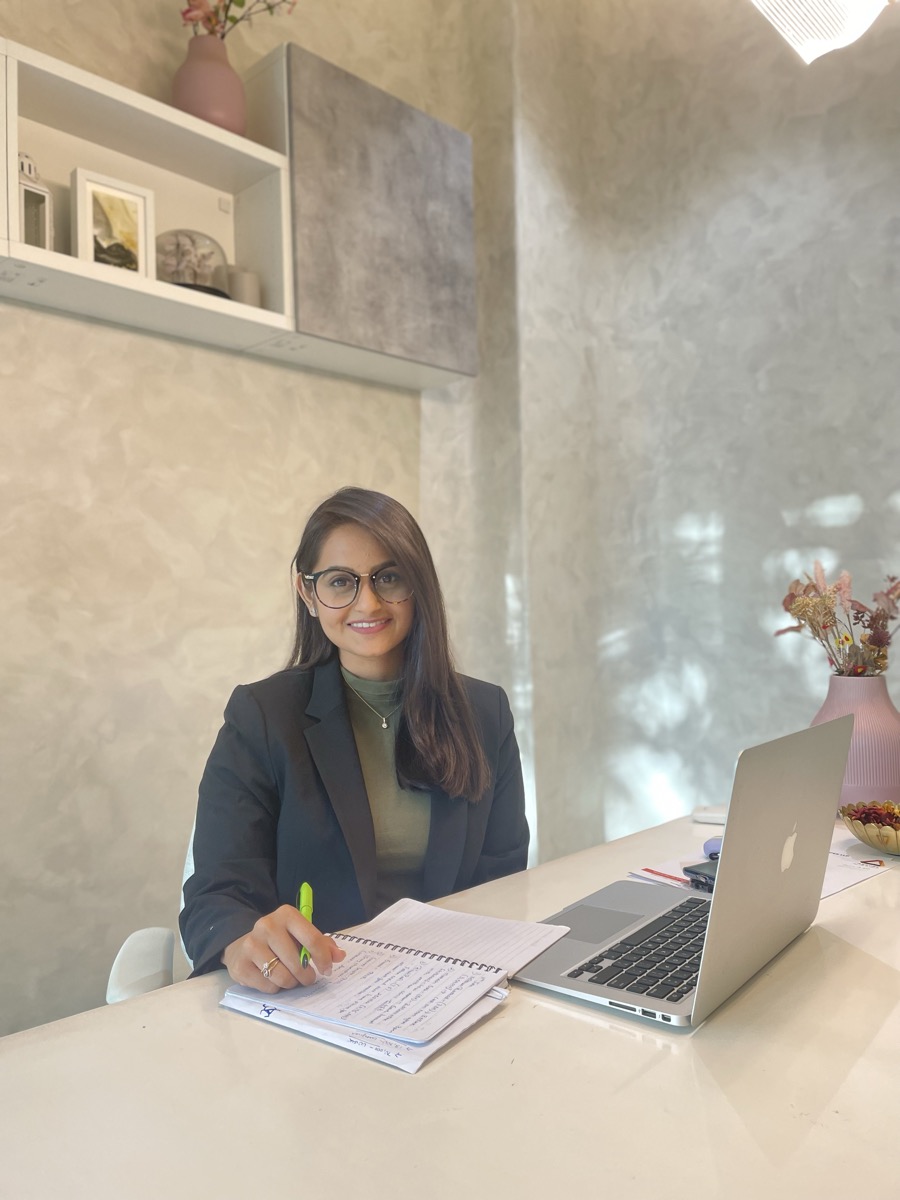 Dt. Trishala Goswami at her clinic